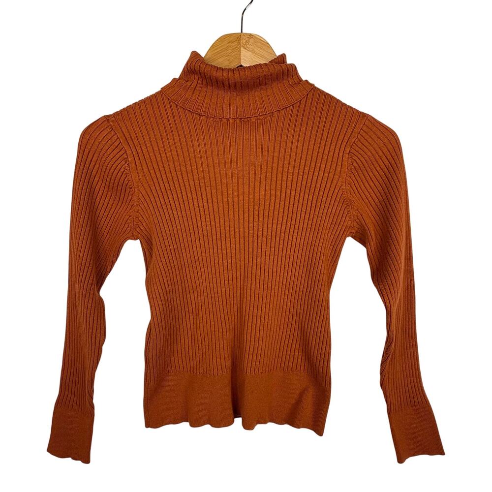 Apt 9 Burnt Orange Ribbed Stretch Turtleneck S